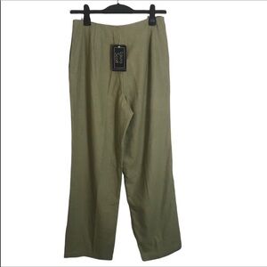 NWT Laura Scott High Rise Pockets Sage Green Linen/Rayon Blend Pants Size 10